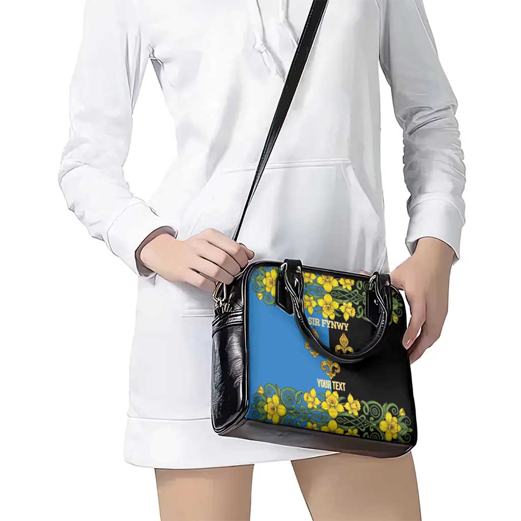 Personalized Monmouthshire Wales Shoulder Handbag Sir Fynwy Flag With Welsh Daffodil - Wonder Print Shop