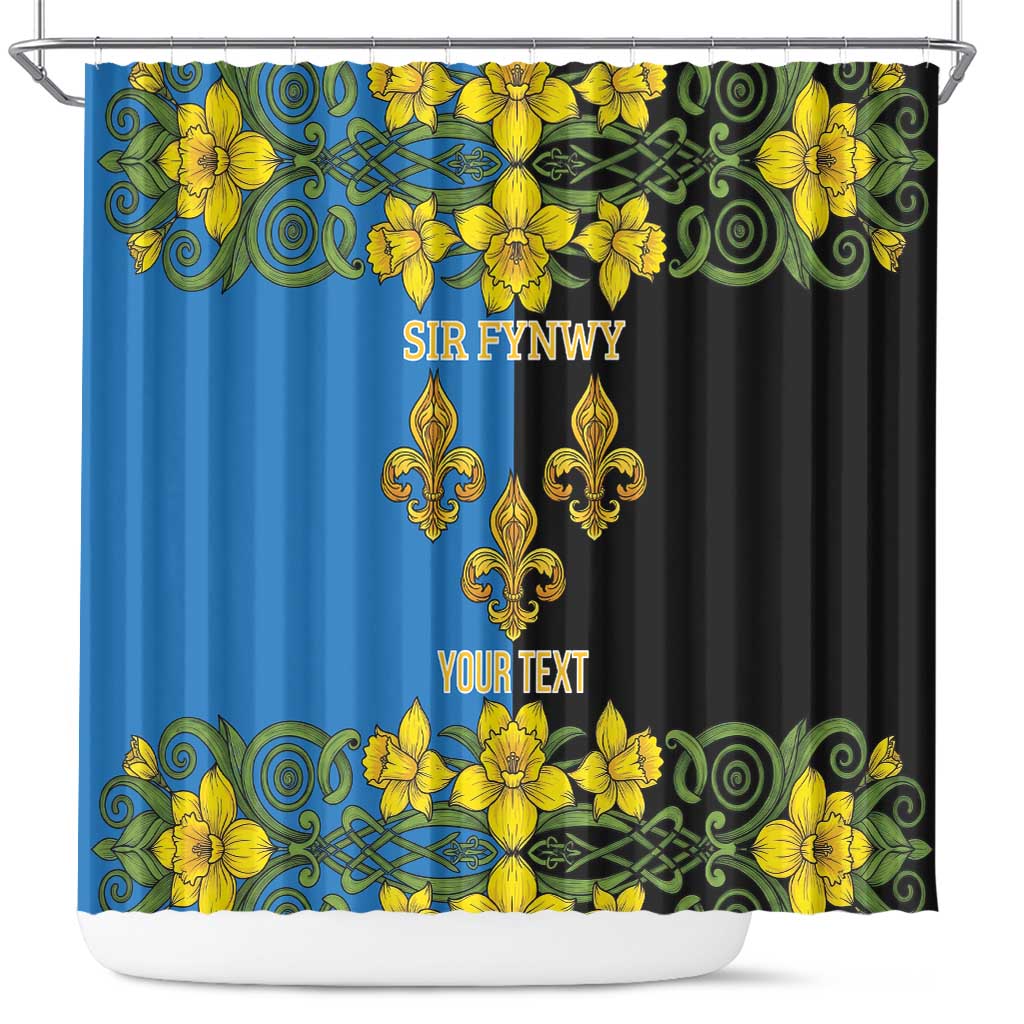 Personalized Monmouthshire Wales Shower Curtain Sir Fynwy Flag With Welsh Daffodil - Wonder Print Shop