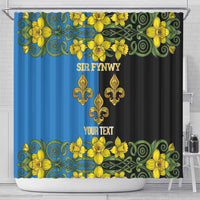 Personalized Monmouthshire Wales Shower Curtain Sir Fynwy Flag With Welsh Daffodil - Wonder Print Shop