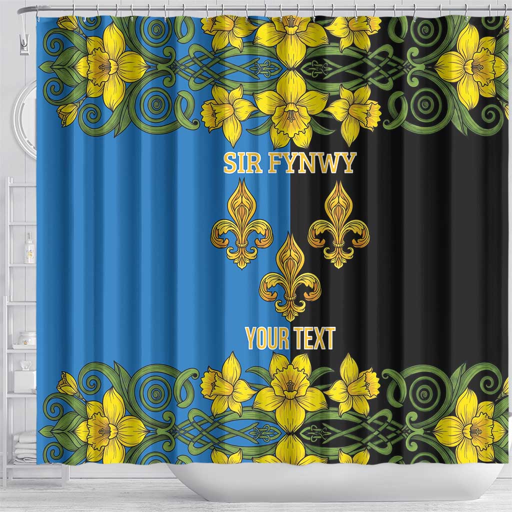 Personalized Monmouthshire Wales Shower Curtain Sir Fynwy Flag With Welsh Daffodil - Wonder Print Shop
