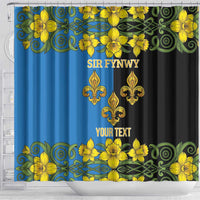 Personalized Monmouthshire Wales Shower Curtain Sir Fynwy Flag With Welsh Daffodil - Wonder Print Shop