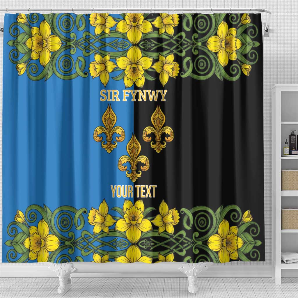 Personalized Monmouthshire Wales Shower Curtain Sir Fynwy Flag With Welsh Daffodil - Wonder Print Shop