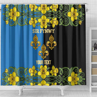 Personalized Monmouthshire Wales Shower Curtain Sir Fynwy Flag With Welsh Daffodil - Wonder Print Shop
