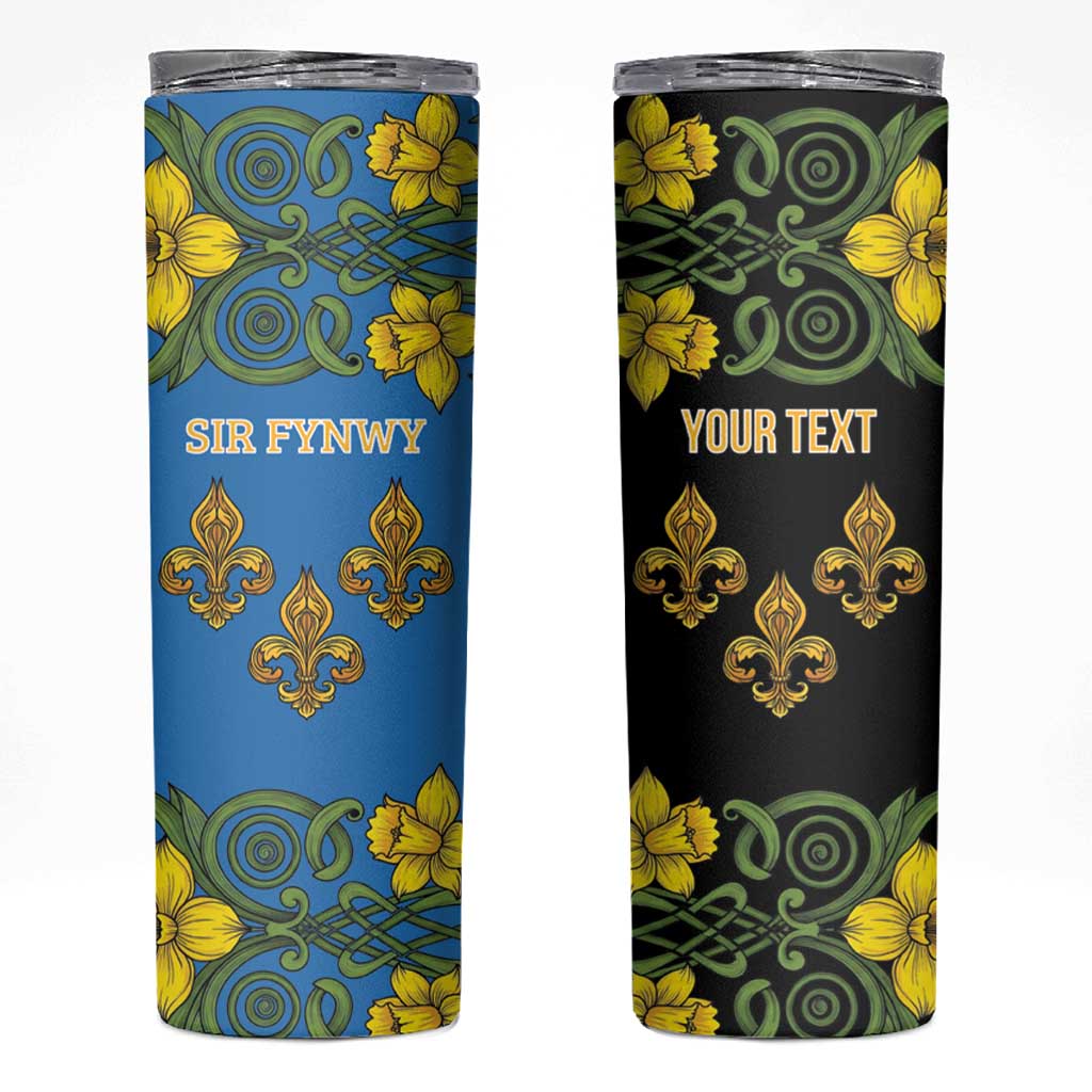 Personalized Monmouthshire Wales Skinny Tumbler Sir Fynwy Flag With Welsh Daffodil - Wonder Print Shop