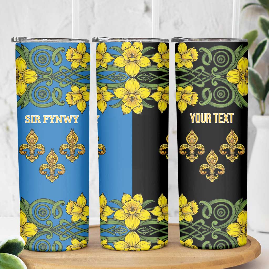 Personalized Monmouthshire Wales Skinny Tumbler Sir Fynwy Flag With Welsh Daffodil - Wonder Print Shop
