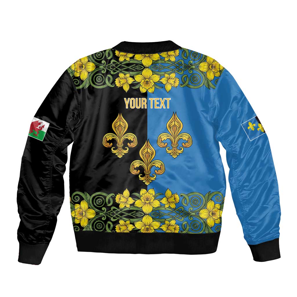 Personalized Monmouthshire Wales Sleeve Zip Bomber Jacket Sir Fynwy Flag With Welsh Daffodil - Wonder Print Shop