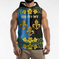 Personalized Monmouthshire Wales Sleeveless Hoodie Sir Fynwy Flag With Welsh Daffodil - Wonder Print Shop