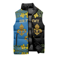 Personalized Monmouthshire Wales Sleeveless Puffer Jacket Sir Fynwy Flag With Welsh Daffodil - Wonder Print Shop