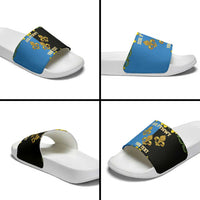 Personalized Monmouthshire Wales Slide Sandals Sir Fynwy Flag With Welsh Daffodil - Wonder Print Shop