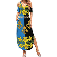 Personalized Monmouthshire Wales Summer Maxi Dress Sir Fynwy Flag With Welsh Daffodil - Wonder Print Shop