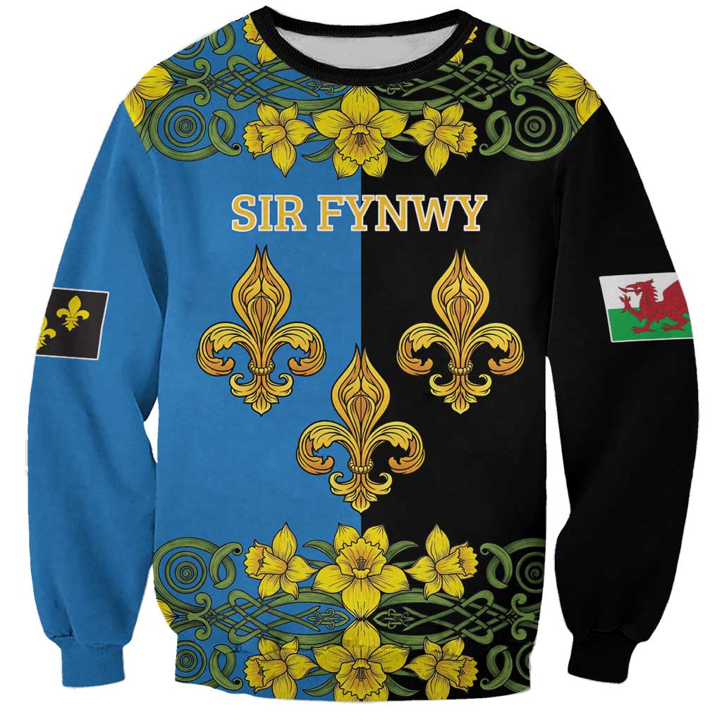 Personalized Monmouthshire Wales Sweatshirt Sir Fynwy Flag With Welsh Daffodil - Wonder Print Shop