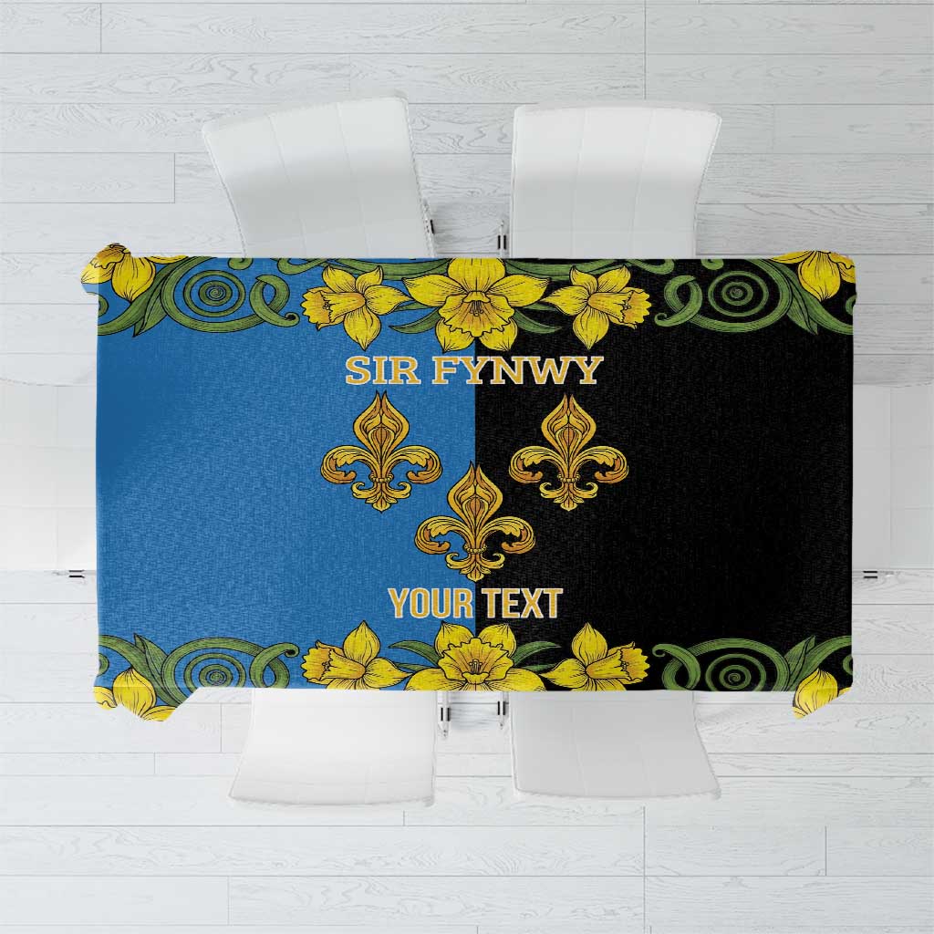 Personalized Monmouthshire Wales Tablecloth Sir Fynwy Flag With Welsh Daffodil - Wonder Print Shop