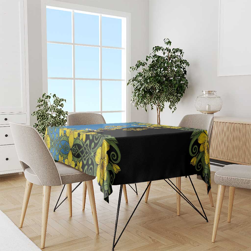 Personalized Monmouthshire Wales Tablecloth Sir Fynwy Flag With Welsh Daffodil - Wonder Print Shop