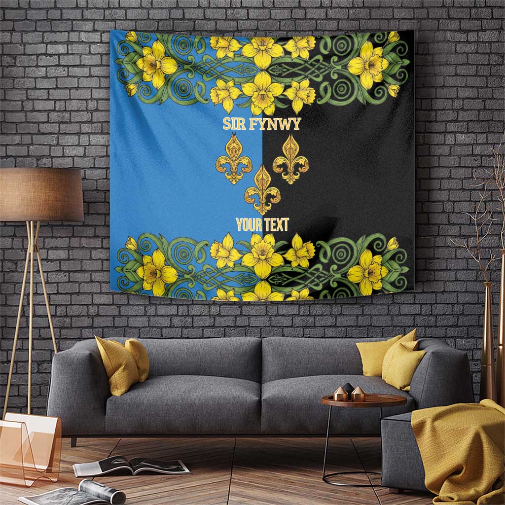 Personalized Monmouthshire Wales Tapestry Sir Fynwy Flag With Welsh Daffodil - Wonder Print Shop