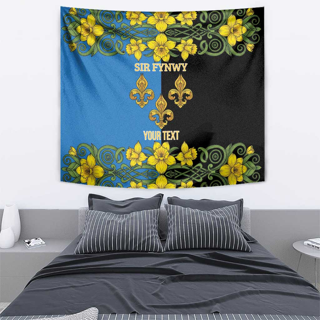 Personalized Monmouthshire Wales Tapestry Sir Fynwy Flag With Welsh Daffodil - Wonder Print Shop