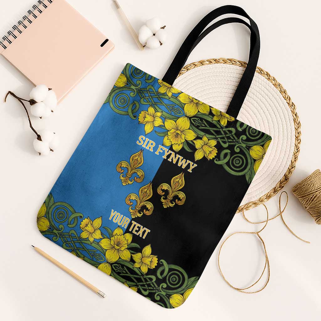 Personalized Monmouthshire Wales Tote Bag Sir Fynwy Flag With Welsh Daffodil - Wonder Print Shop