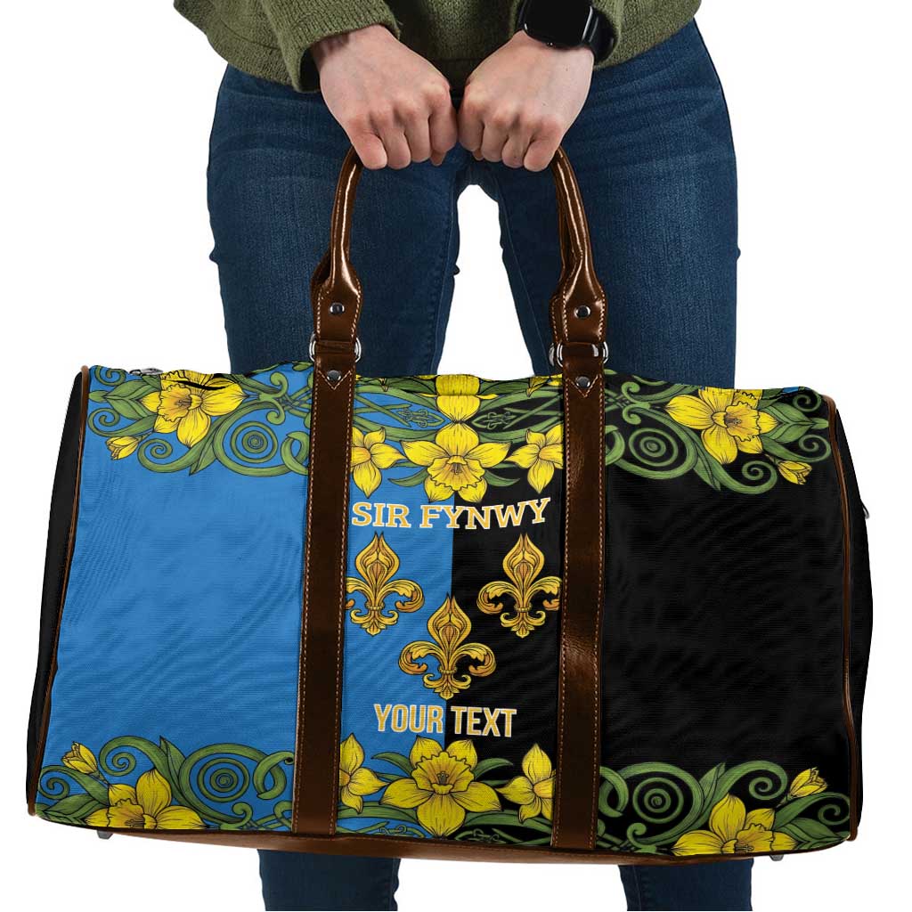 Personalized Monmouthshire Wales Travel Bag Sir Fynwy Flag With Welsh Daffodil - Wonder Print Shop