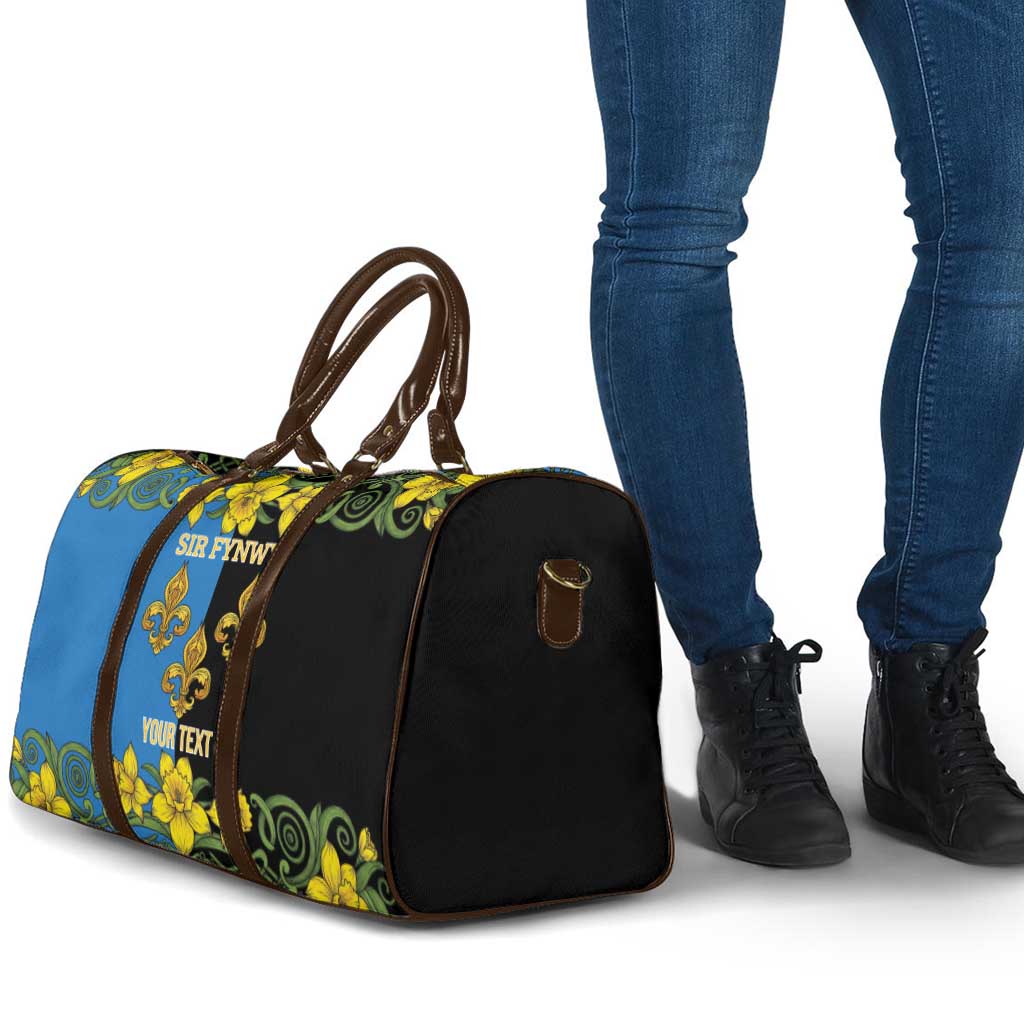 Personalized Monmouthshire Wales Travel Bag Sir Fynwy Flag With Welsh Daffodil - Wonder Print Shop