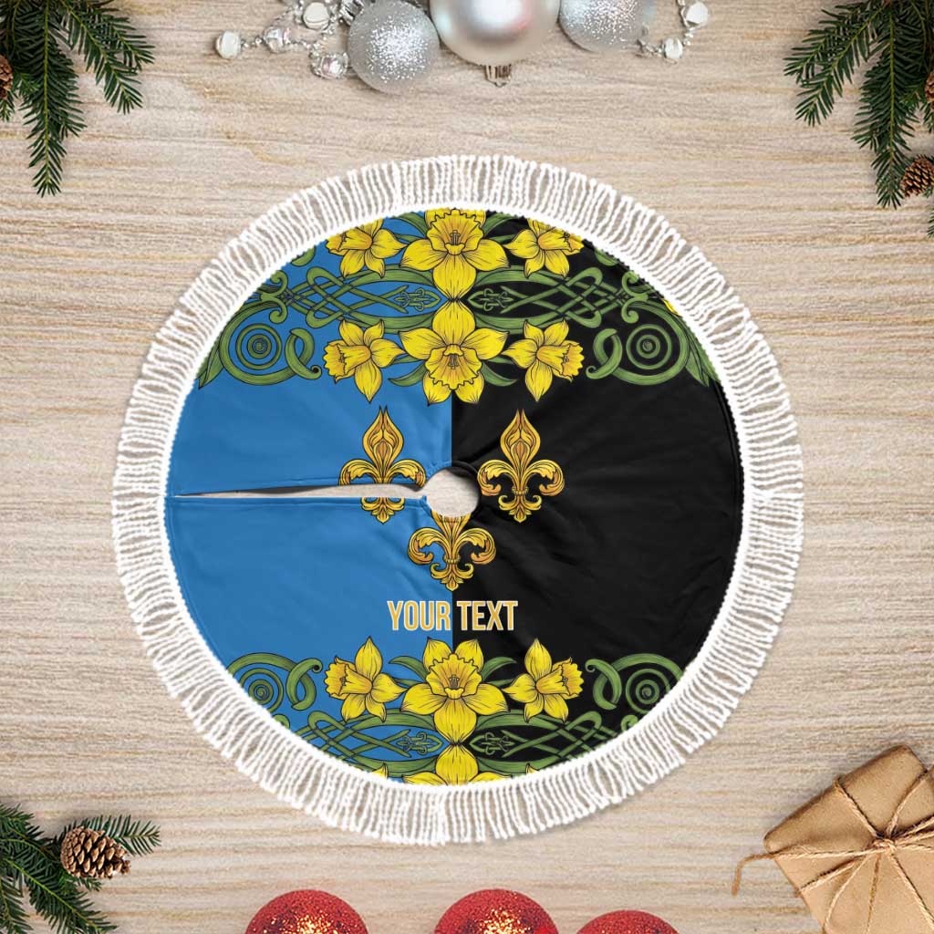 Personalized Monmouthshire Wales Tree Skirt Sir Fynwy Flag With Welsh Daffodil - Wonder Print Shop