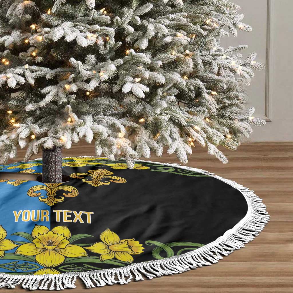 Personalized Monmouthshire Wales Tree Skirt Sir Fynwy Flag With Welsh Daffodil - Wonder Print Shop