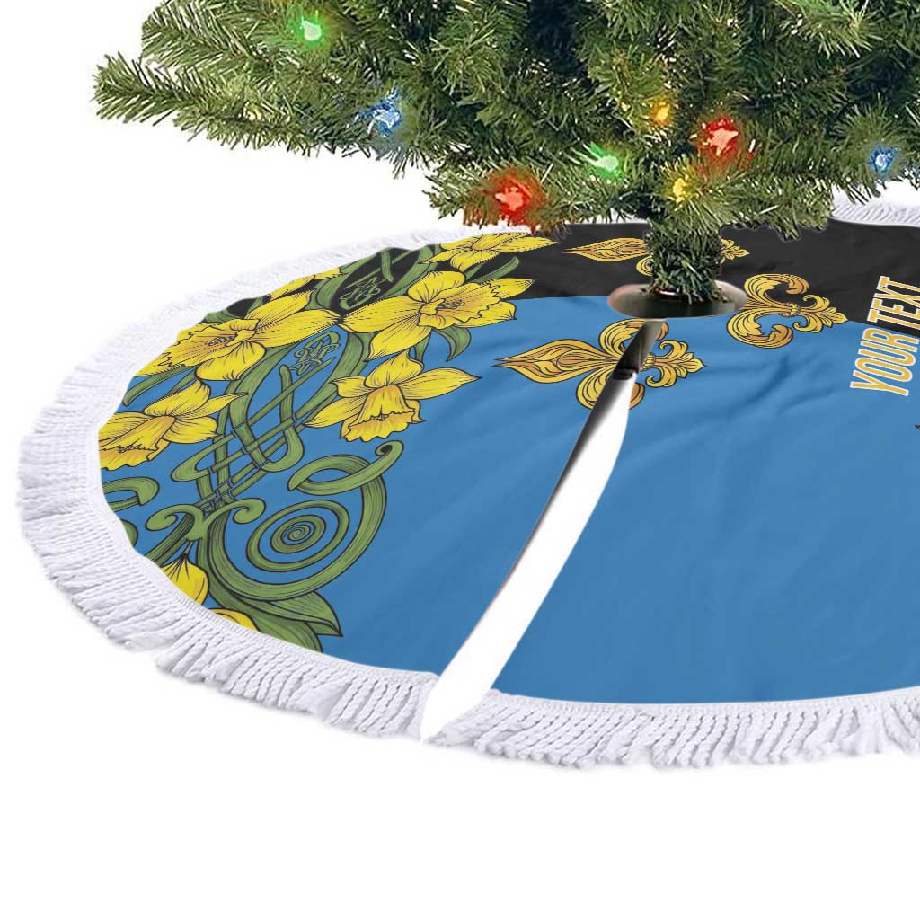 Personalized Monmouthshire Wales Tree Skirt Sir Fynwy Flag With Welsh Daffodil - Wonder Print Shop