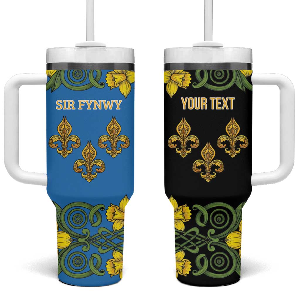 Personalized Monmouthshire Wales Tumbler With Handle Sir Fynwy Flag With Welsh Daffodil - Wonder Print Shop
