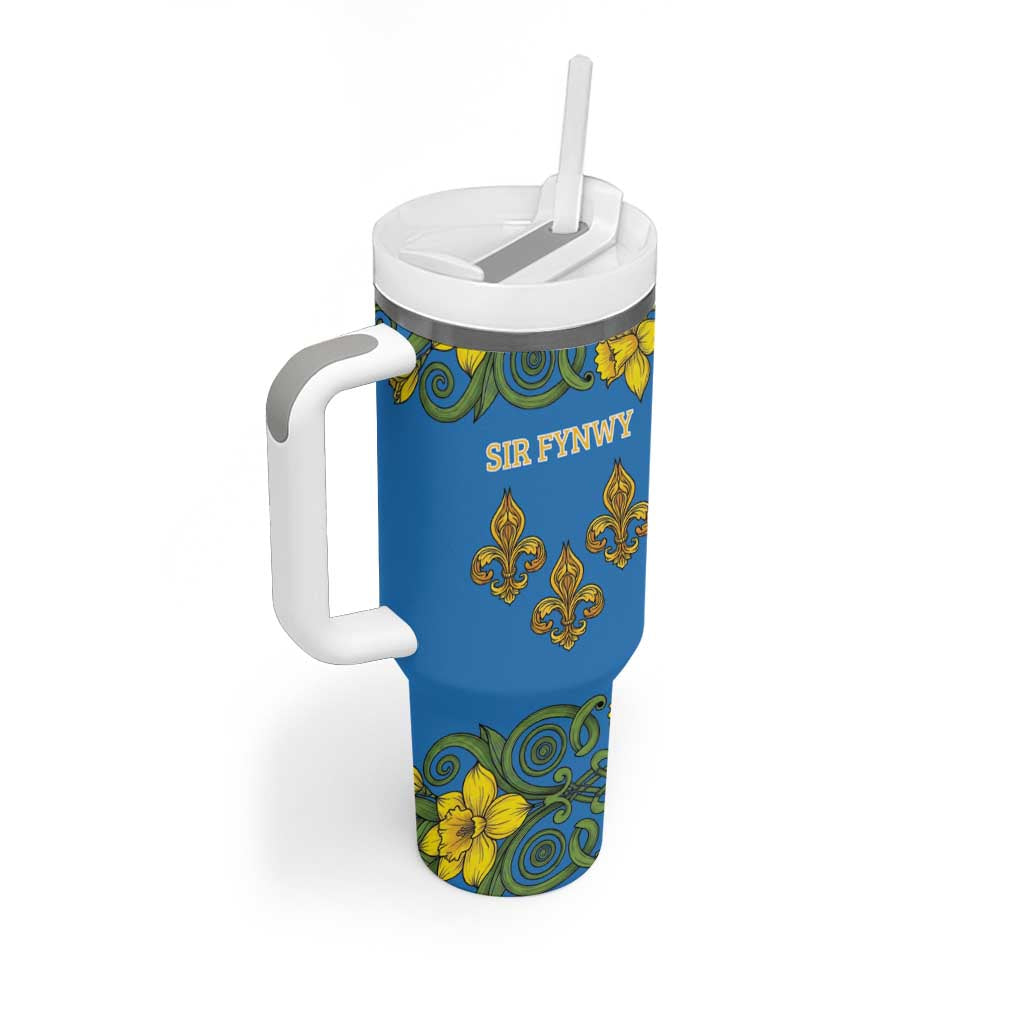 Personalized Monmouthshire Wales Tumbler With Handle Sir Fynwy Flag With Welsh Daffodil - Wonder Print Shop