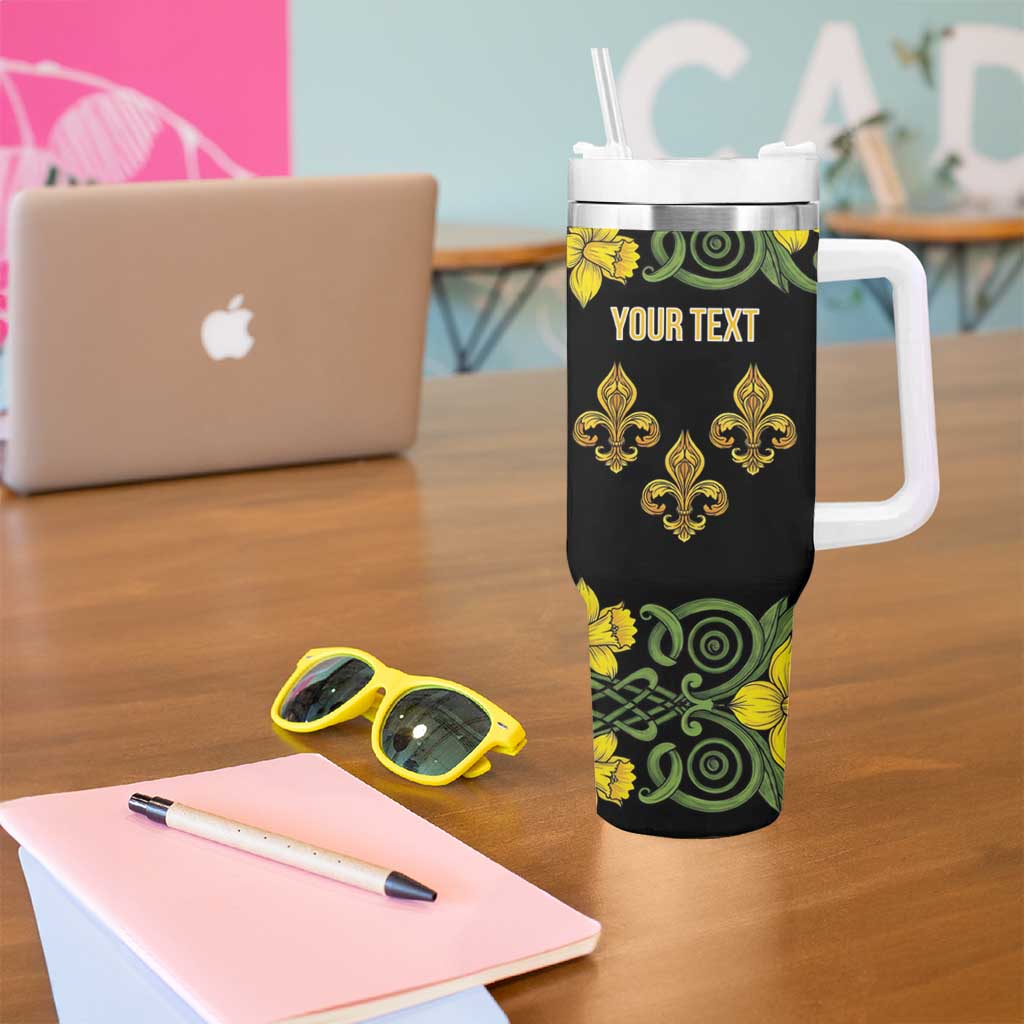 Personalized Monmouthshire Wales Tumbler With Handle Sir Fynwy Flag With Welsh Daffodil - Wonder Print Shop