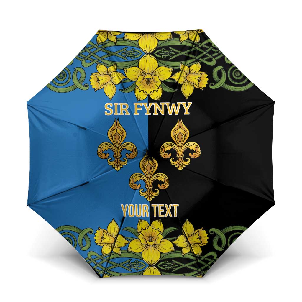 Personalized Monmouthshire Wales Umbrella Sir Fynwy Flag With Welsh Daffodil - Wonder Print Shop