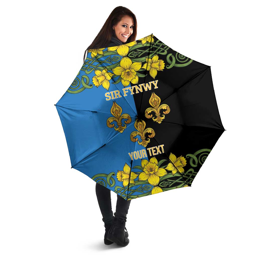 Personalized Monmouthshire Wales Umbrella Sir Fynwy Flag With Welsh Daffodil - Wonder Print Shop