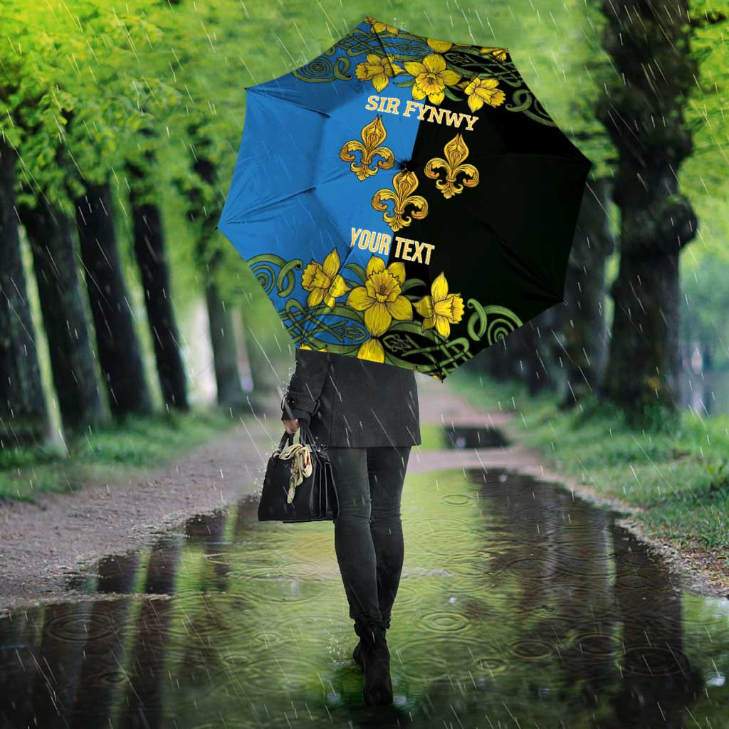 Personalized Monmouthshire Wales Umbrella Sir Fynwy Flag With Welsh Daffodil - Wonder Print Shop