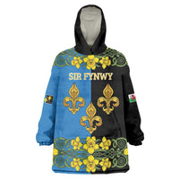Personalized Monmouthshire Wales Wearable Blanket Hoodie Sir Fynwy Flag With Welsh Daffodil - Wonder Print Shop