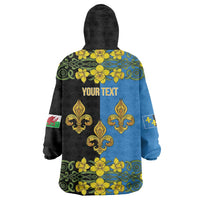 Personalized Monmouthshire Wales Wearable Blanket Hoodie Sir Fynwy Flag With Welsh Daffodil - Wonder Print Shop