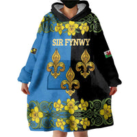 Personalized Monmouthshire Wales Wearable Blanket Hoodie Sir Fynwy Flag With Welsh Daffodil - Wonder Print Shop