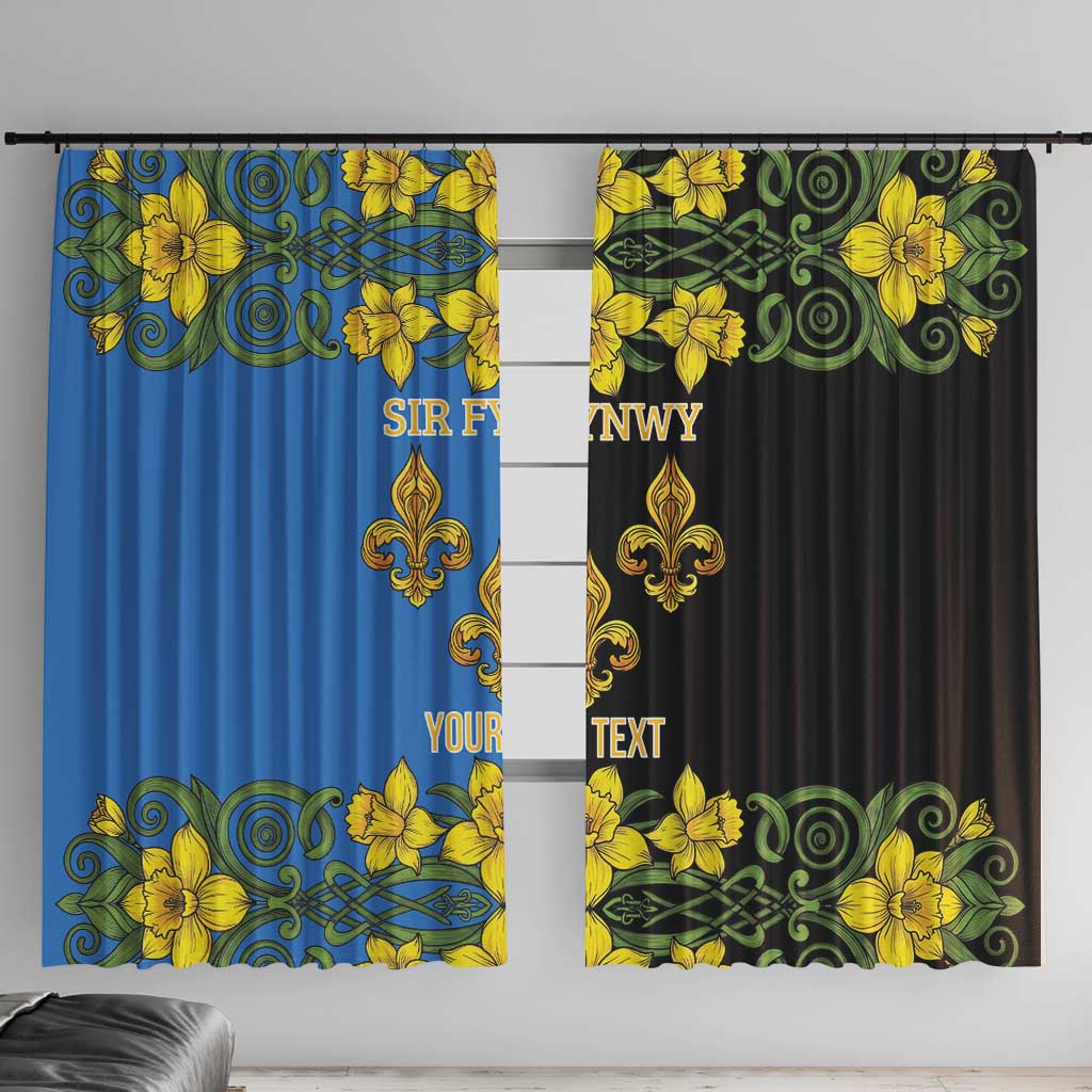Personalized Monmouthshire Wales Window Curtain Sir Fynwy Flag With Welsh Daffodil - Wonder Print Shop