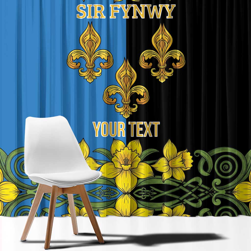 Personalized Monmouthshire Wales Window Curtain Sir Fynwy Flag With Welsh Daffodil - Wonder Print Shop