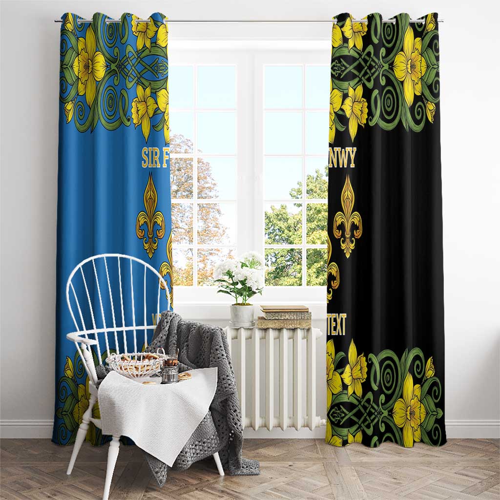 Personalized Monmouthshire Wales Window Curtain Sir Fynwy Flag With Welsh Daffodil - Wonder Print Shop