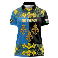 Personalized Monmouthshire Wales Women Polo Shirt Sir Fynwy Flag With Welsh Daffodil - Wonder Print Shop