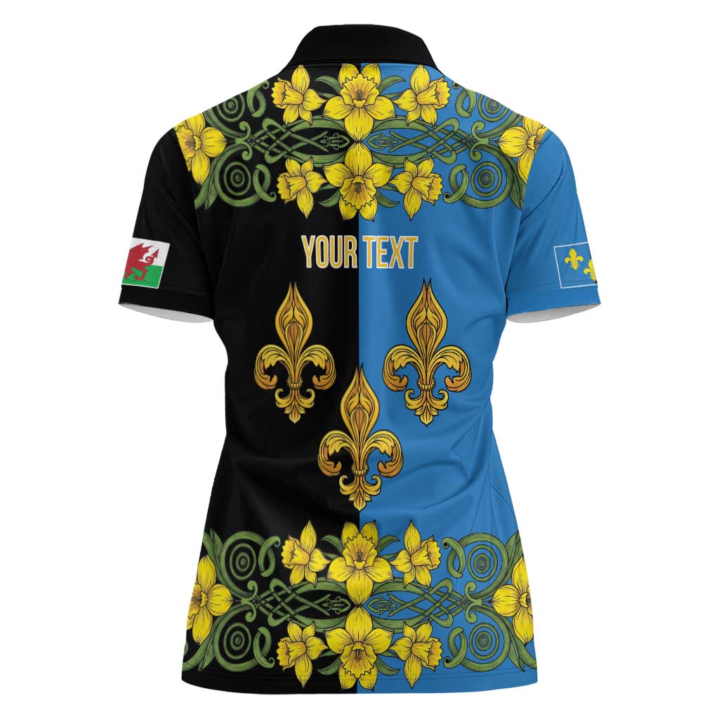 Personalized Monmouthshire Wales Women Polo Shirt Sir Fynwy Flag With Welsh Daffodil - Wonder Print Shop