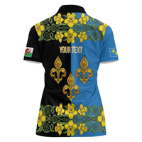 Personalized Monmouthshire Wales Women Polo Shirt Sir Fynwy Flag With Welsh Daffodil - Wonder Print Shop
