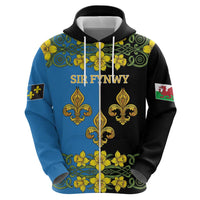 Personalized Monmouthshire Wales Zip Hoodie Sir Fynwy Flag With Welsh Daffodil - Wonder Print Shop