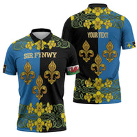 Personalized Monmouthshire Wales Zipper Polo Shirt Sir Fynwy Flag With Welsh Daffodil - Wonder Print Shop