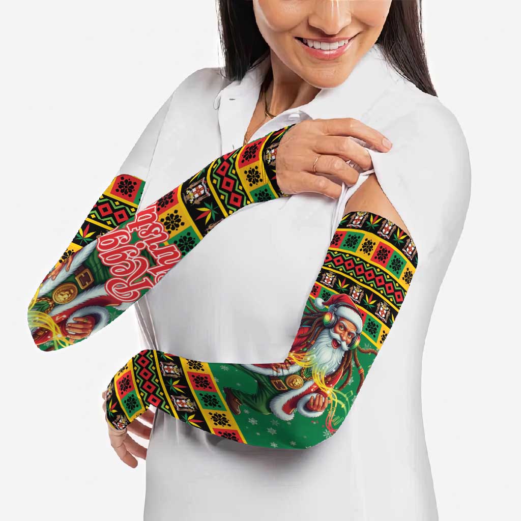 Jamaica Christmas Arm Sleeves Reggae Santa with Dreadlocks Design - Wonder Print Shop