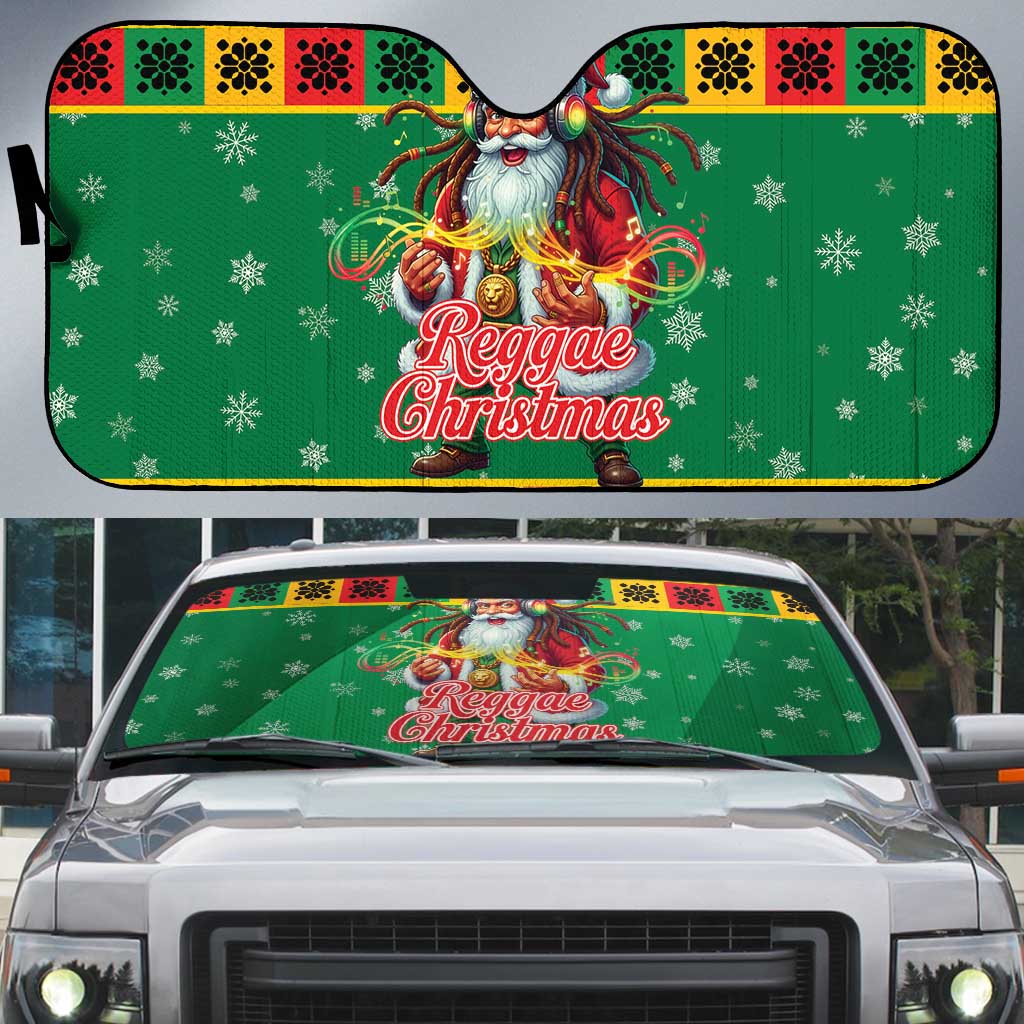 Jamaica Christmas Auto Sun Shade Reggae Santa with Dreadlocks Design - Wonder Print Shop