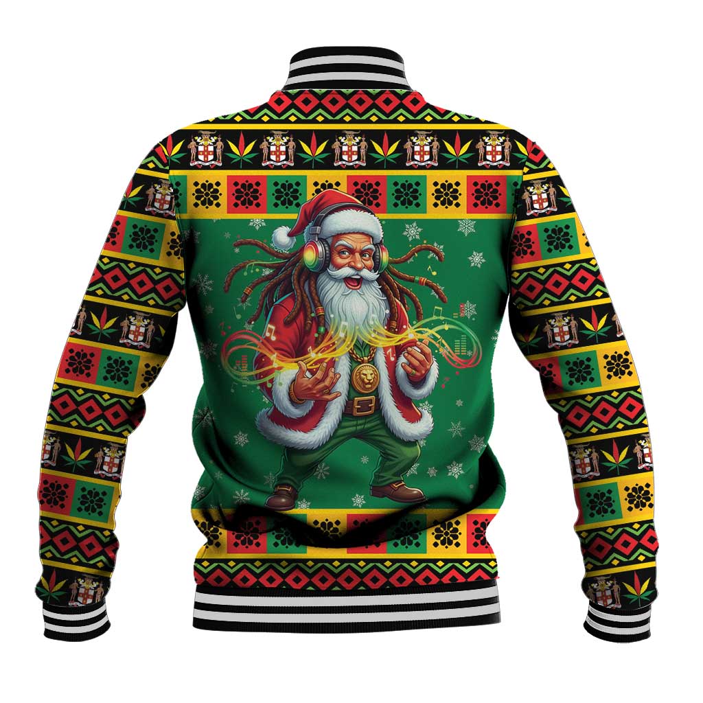 Jamaica Christmas Baseball Jacket Reggae Santa with Dreadlocks Design - Wonder Print Shop