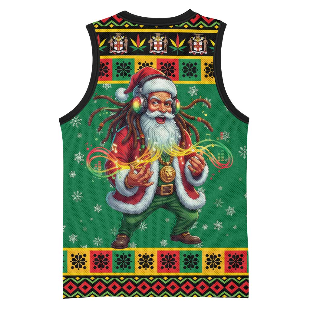 Jamaica Christmas Basketball Jersey Reggae Santa with Dreadlocks Design - Wonder Print Shop