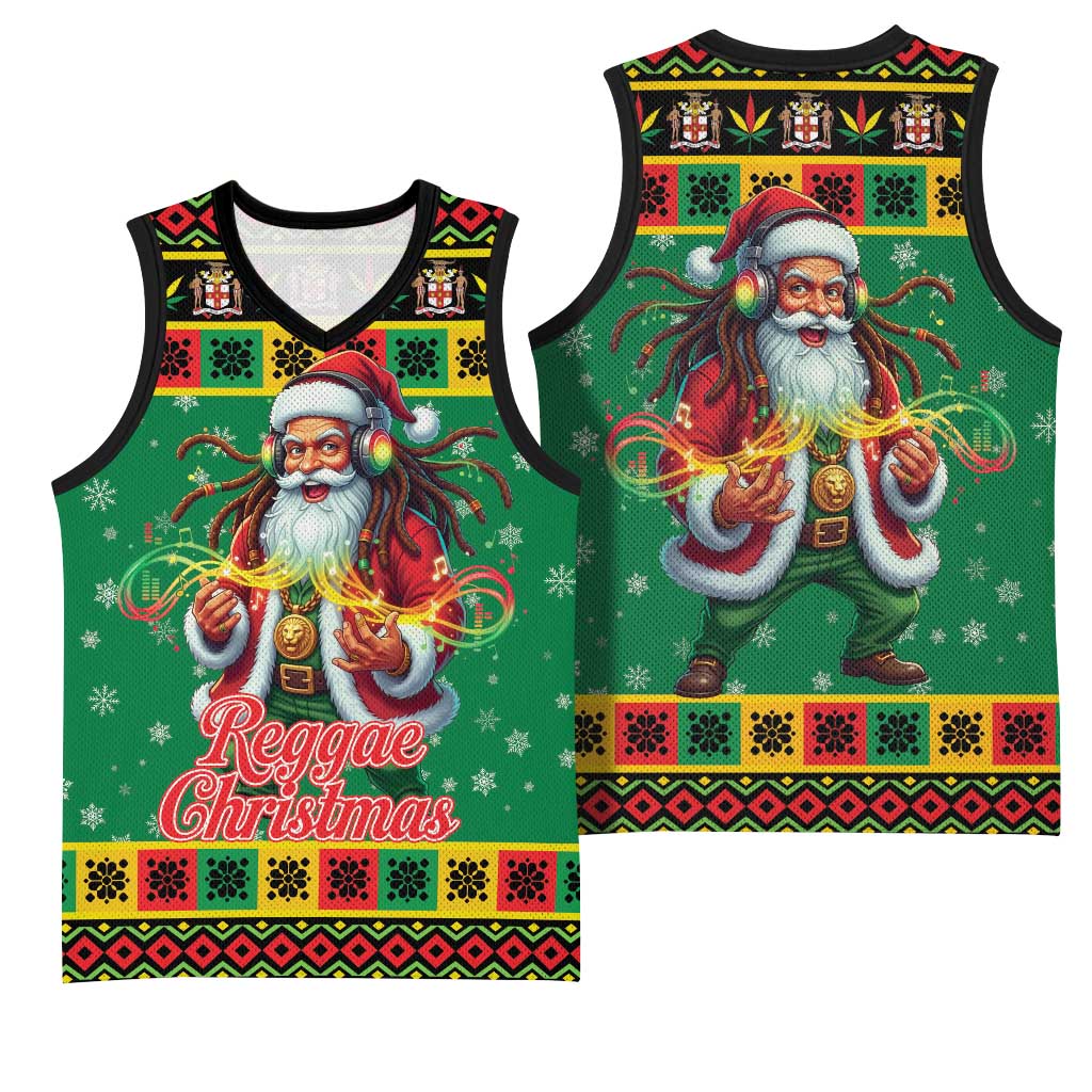 Jamaica Christmas Basketball Jersey Reggae Santa with Dreadlocks Design - Wonder Print Shop