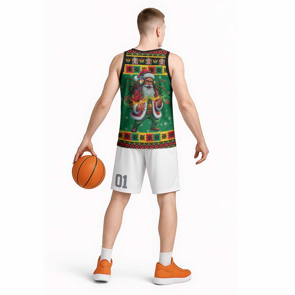 Jamaica Christmas Basketball Jersey Reggae Santa with Dreadlocks Design - Wonder Print Shop