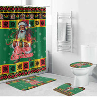 Jamaica Christmas Bathroom Set Reggae Santa with Dreadlocks Design - Wonder Print Shop