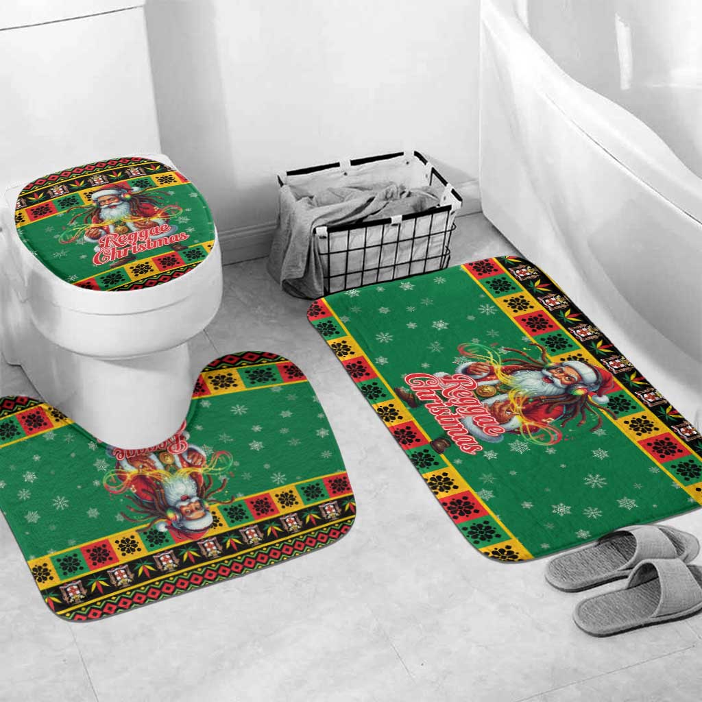 Jamaica Christmas Bathroom Set Reggae Santa with Dreadlocks Design - Wonder Print Shop